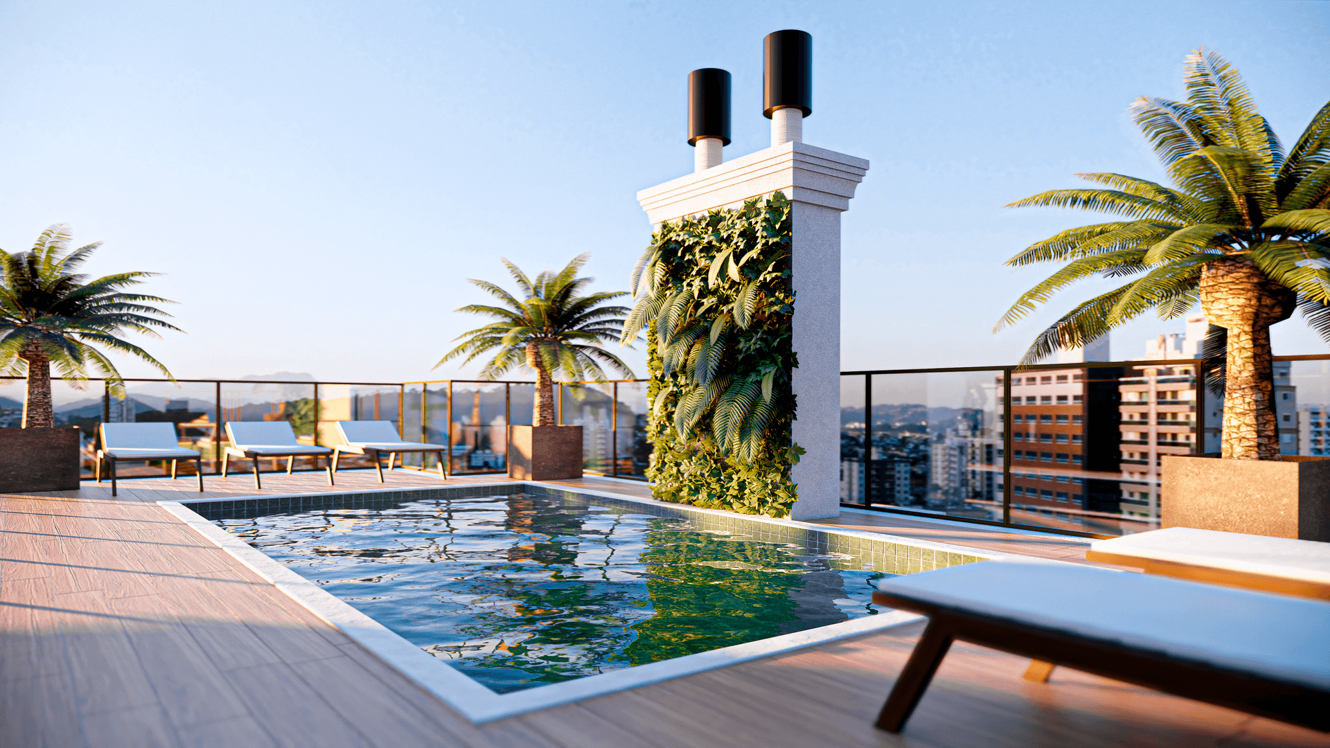 Deck da piscina do Mônaco Residence