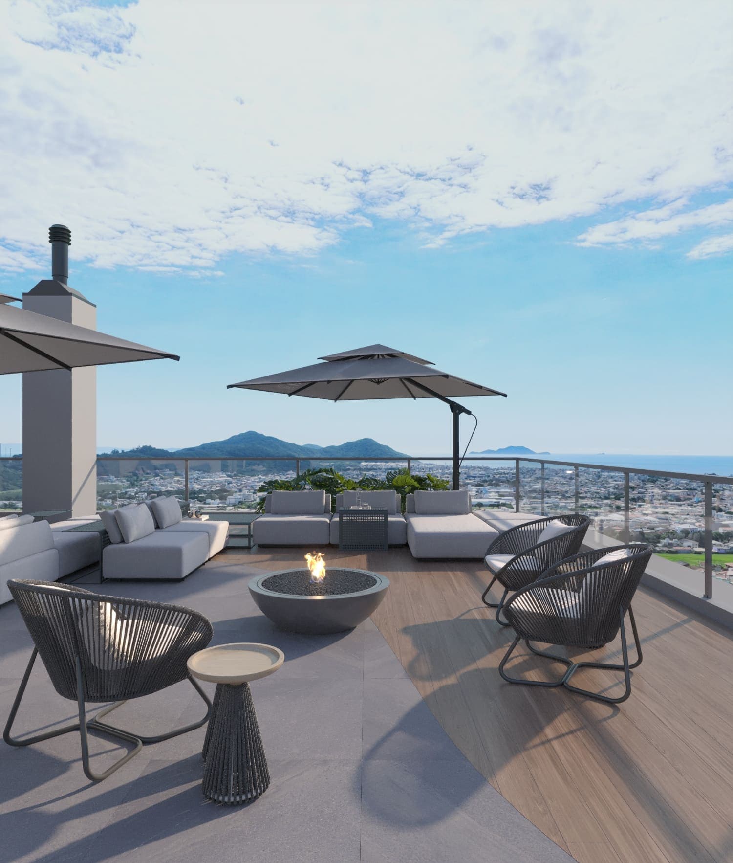 Rooftop do Bellomonte Residence com vista para o mar
