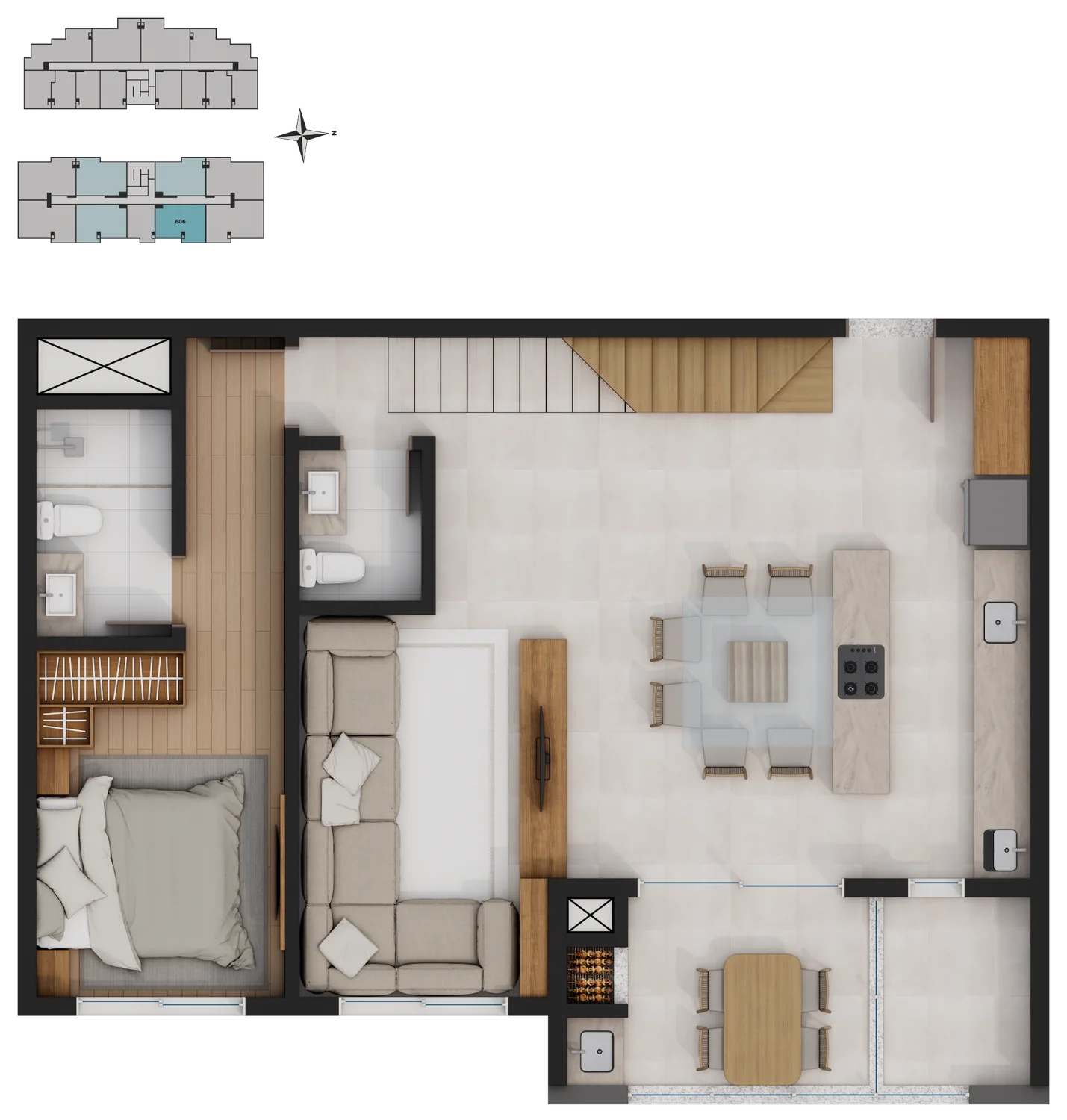Planta humanizada: Duplex, Duplex 706 · Torre B