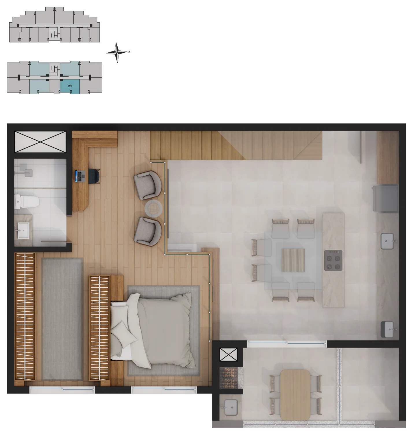 Planta humanizada: Duplex, Duplex 706 · Torre B